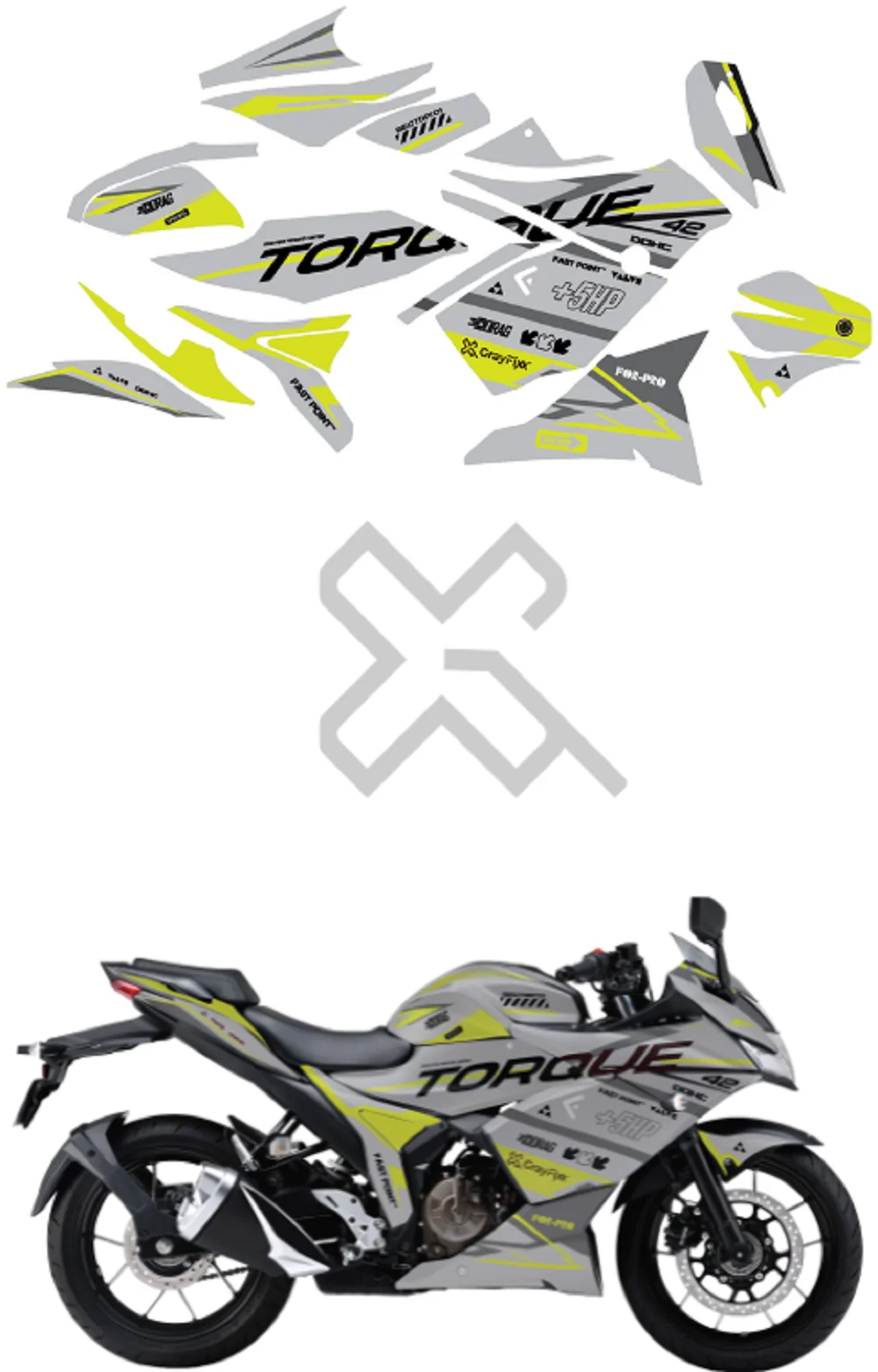 Torque Edition Full Body Sticker For Gixxer SF 250 Made In Premium Gloss Vinyl With FPF(Fade Protection Film), Water Proof, Precut Sticker, Pack of 1 for Both Side